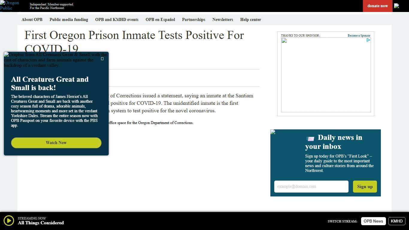 First Oregon Prison Inmate Tests Positive For COVID-19 - OPB