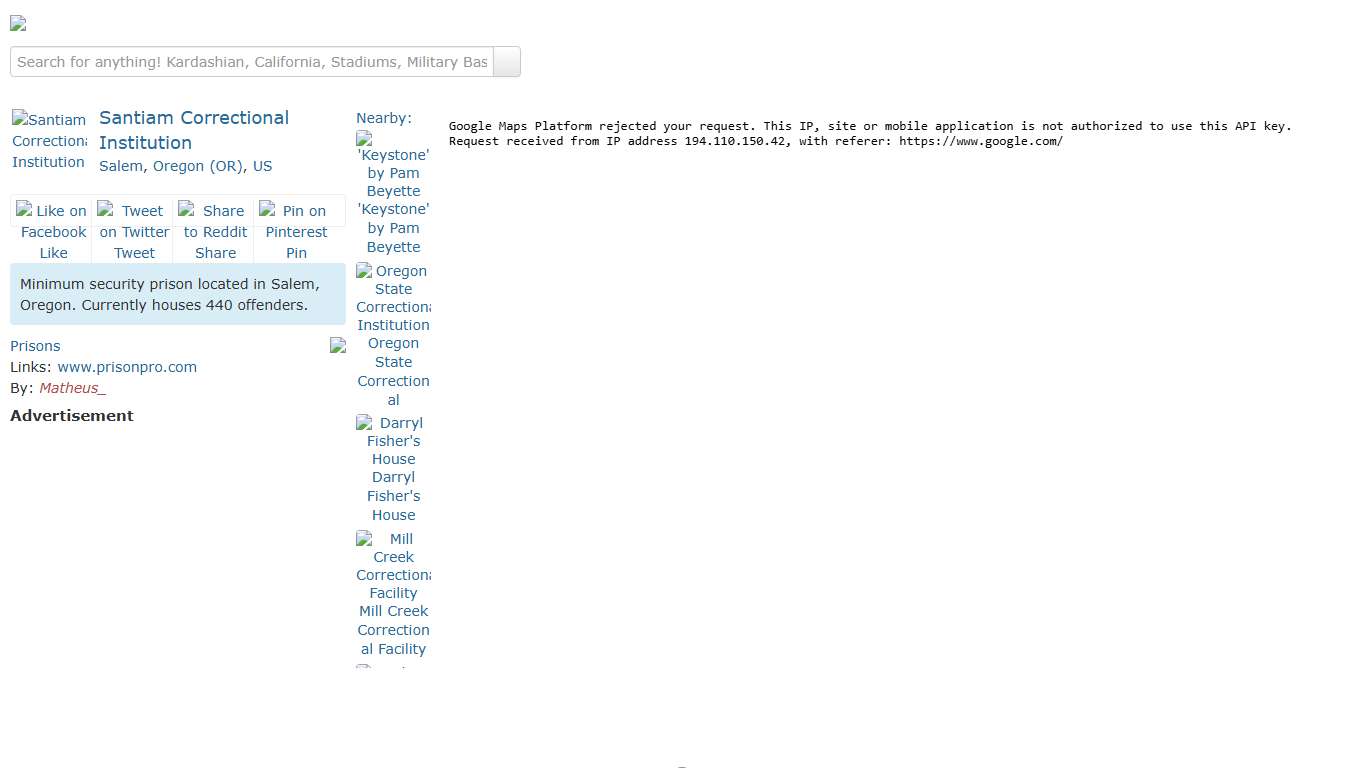 Santiam Correctional Institution in Salem, OR (Google Maps)